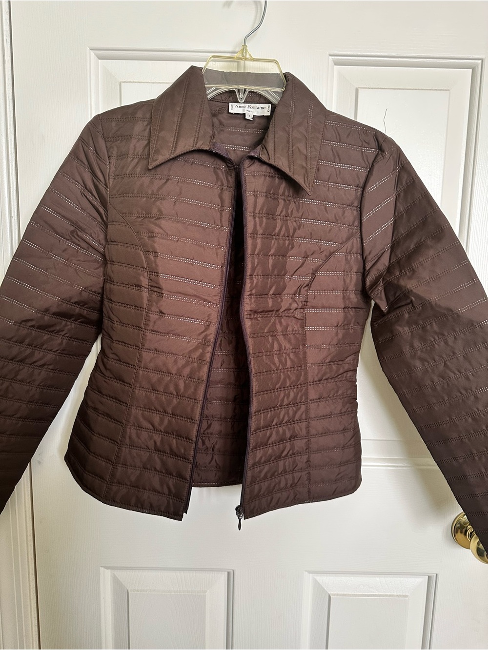 Anne Fontaine Chocolate Brown Quilted Lightweight Puffer Jacket